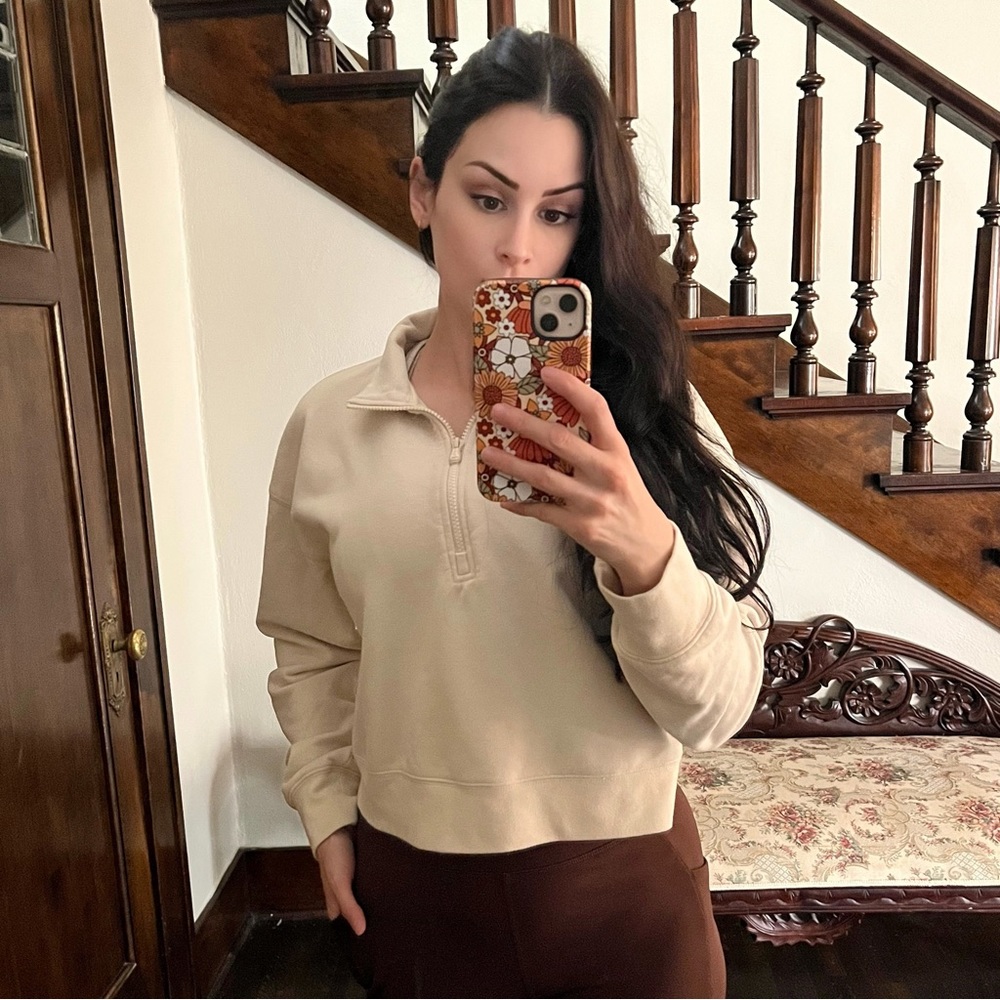 Fabletics Kat Half Zip Pullover Tapioca Sz Large - Picture 4 of 12